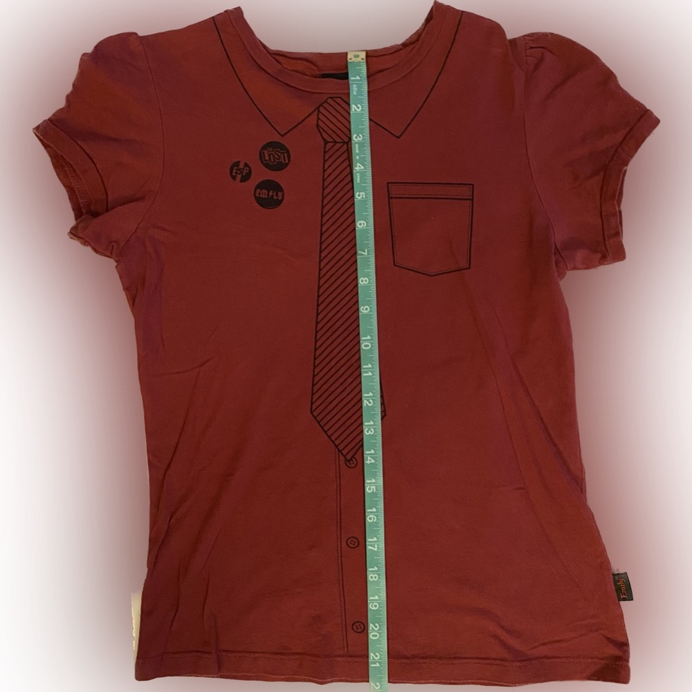 2005 Hot Topic Emily the Strange babydoll tee Faux button up goth size L - Picture 4 of 9